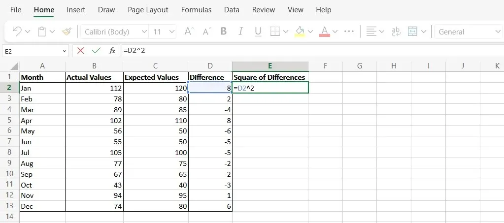 How To Calculate Mean Squared Error Mse In Microsoft Excel