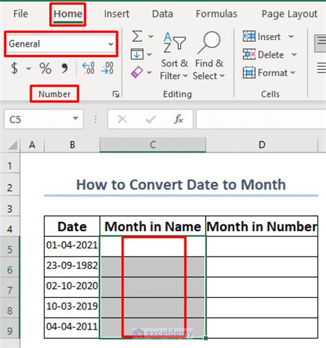 How To Convert Date To Month In Excel 6 Easy Methods