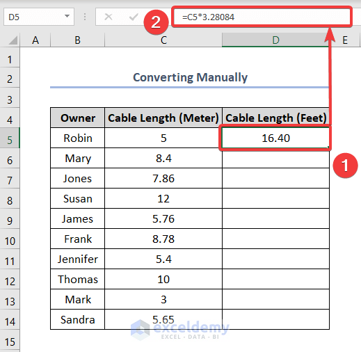 How To Convert Feet To Meters In Excel 4 Simple Methods Exceldemy