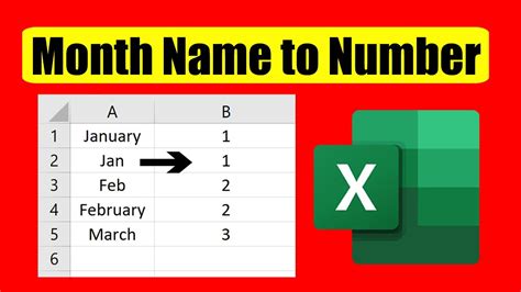 How To Convert Month Name To Month Number In Excel Youtube