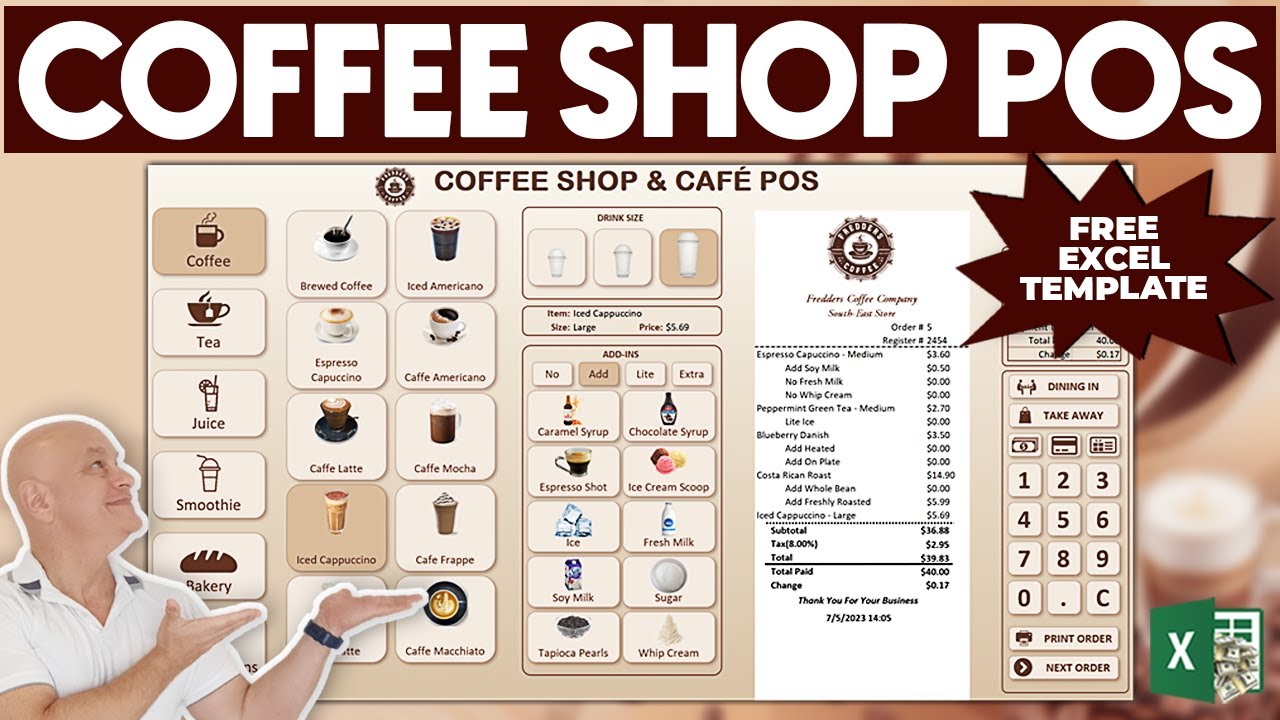 How To Create A Coffee Shop Point Of Sale In Excel Youtube