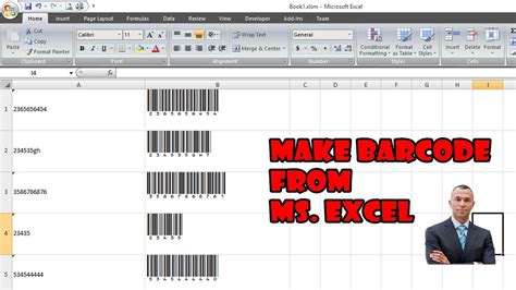 How To Create Barcodes In Excel Youtube