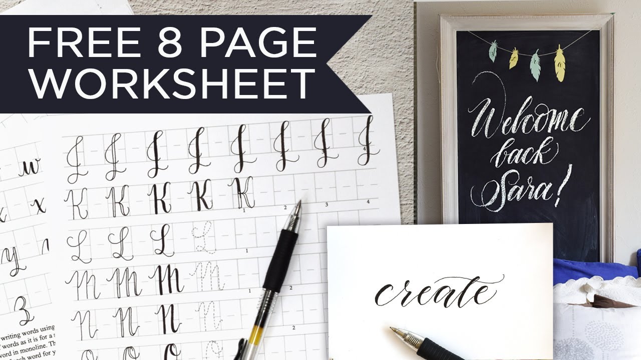 How To Create Faux Calligraphy Free 8 Page Worksheet Youtube