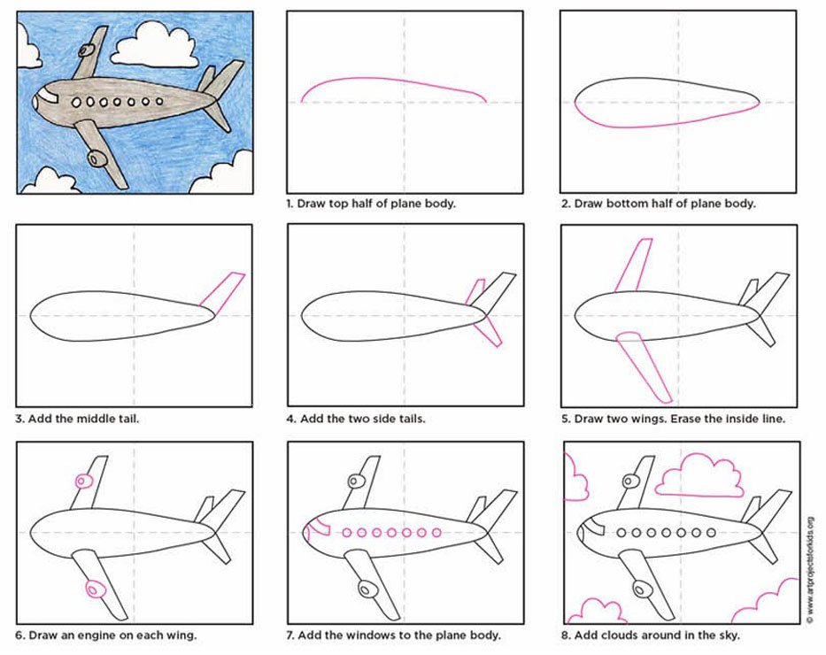 How To Draw An Airplane Art Projects For Kids