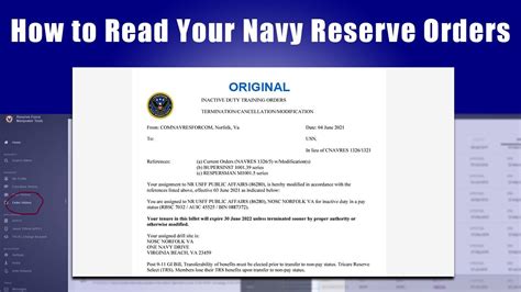 How To Find And Understand Your Navy Reserve Unit Orders Youtube