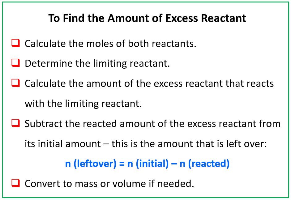 How To Find Limiting Reactant Theoretical Yield And Amount Of Excess Reagent Left With Examples