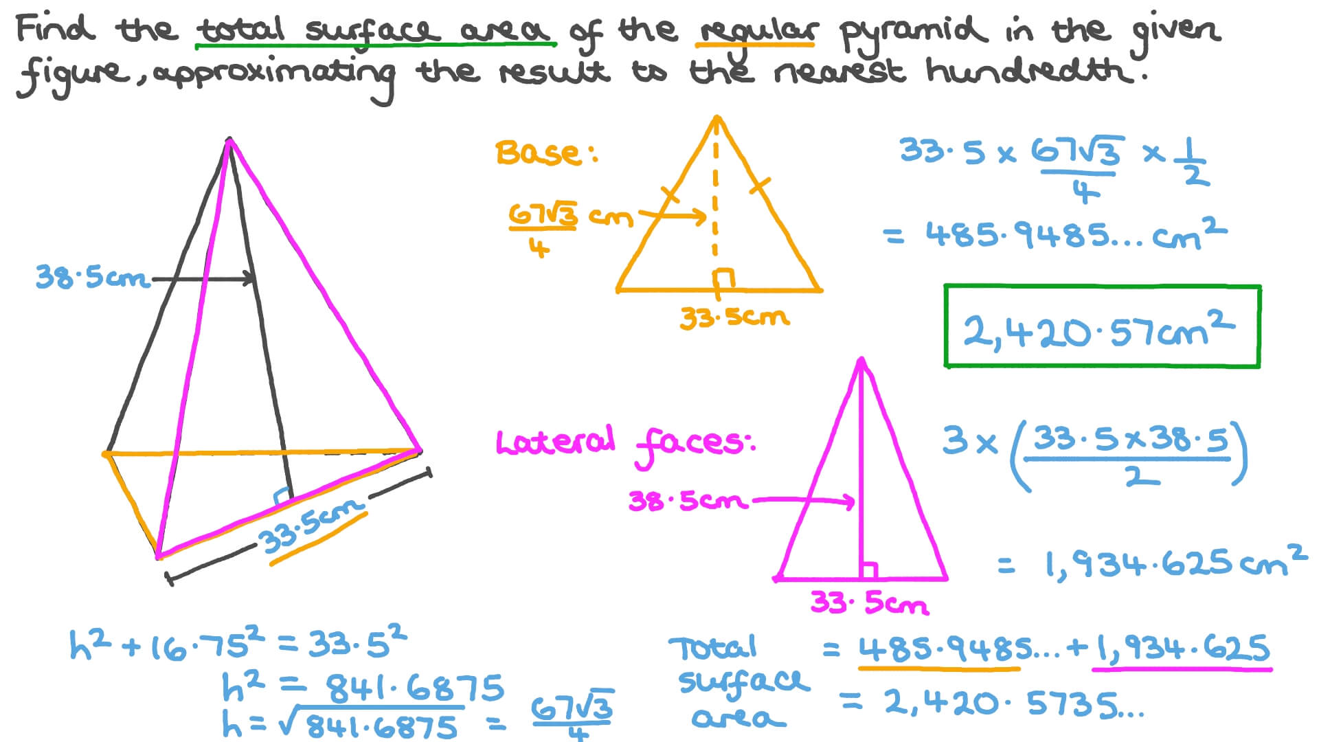 How To Find Total Surface Area Of A Pyramid