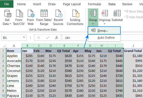 How To Group In Excel Use Excel Group Function Never Hide Cells