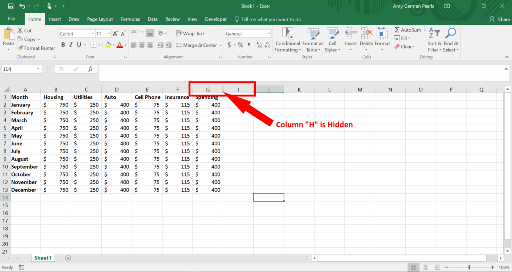 How To Hide And Unhide Columns In Excel German Pearls