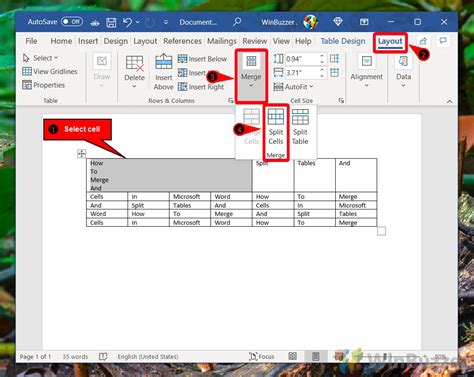 How To Merge And Split Tables And Cells In Microsoft Word