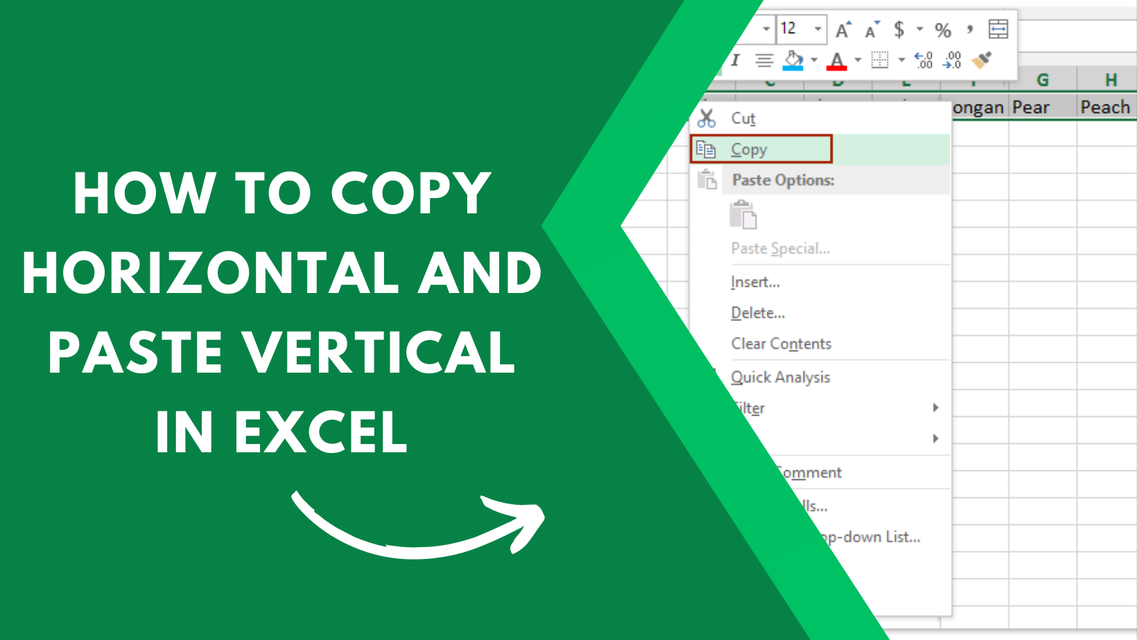 How To Paste Horizontal To Vertical And Vertical To Horizontal In Excel