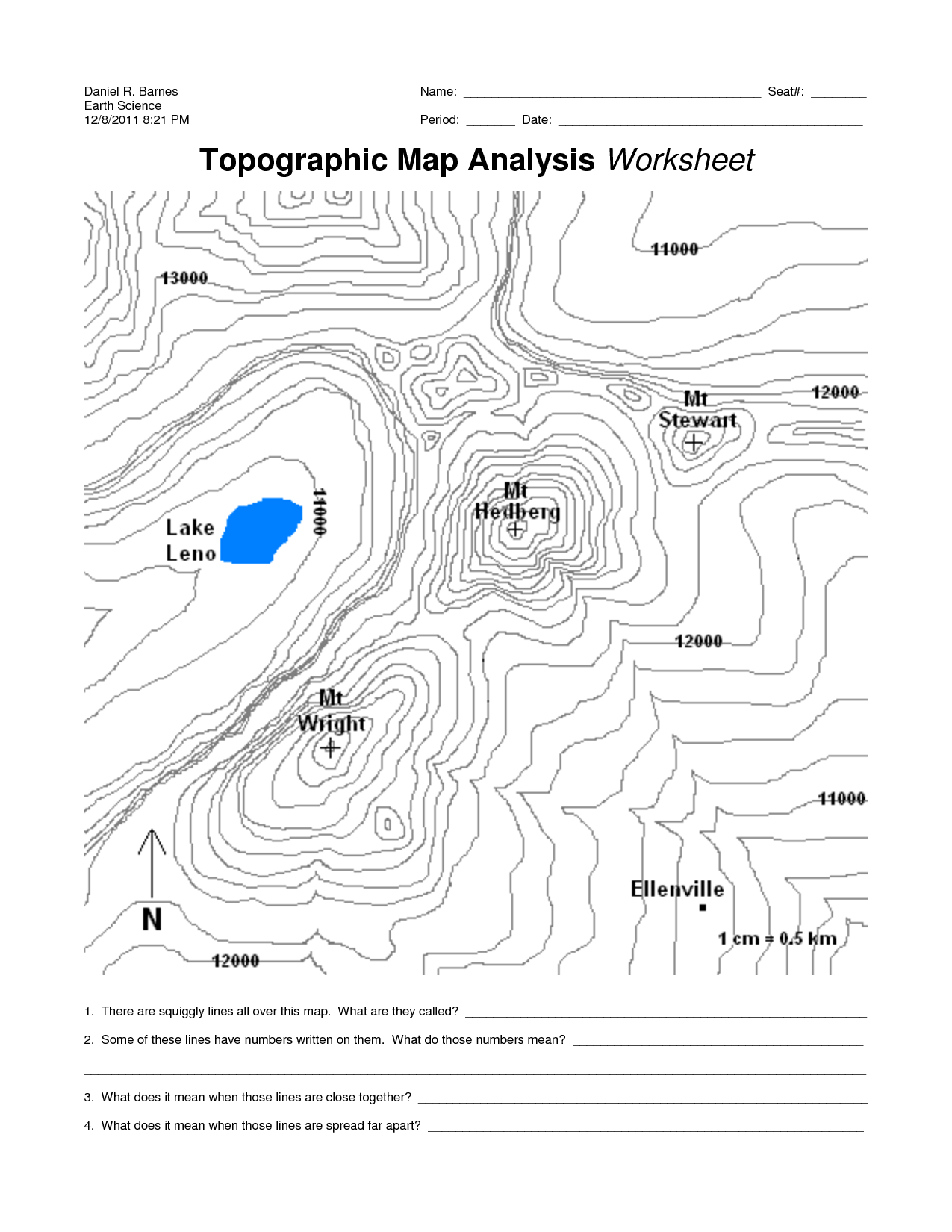 How To Read A Topographic Map Worksheet Education Com Artofit