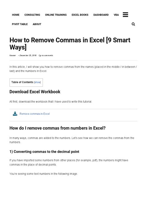 How To Remove Commas In Excel 9 Smart Ways Exceldemy Pdf Pdf Microsoft Excel Areas Of