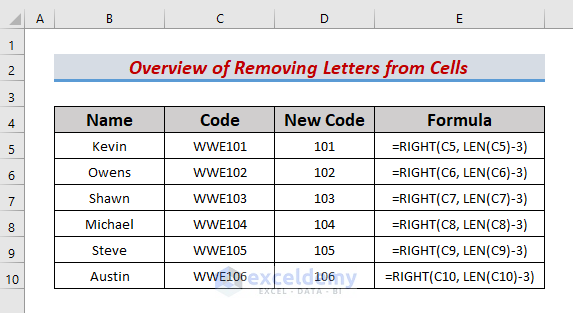 Remove Letters From Excel Cell