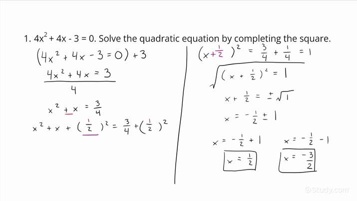 How To Solve A Quadratic Equation By Completing The Square Algebra