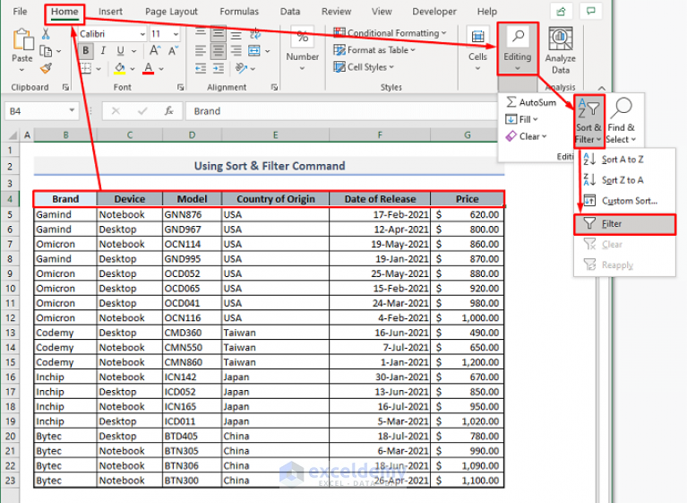 How To Sort Data By Column Headers Instead Of Rows In Excel