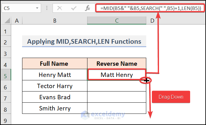 How To Split Or Reverse First Last Names In Excel