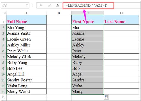 Split Names in Excel