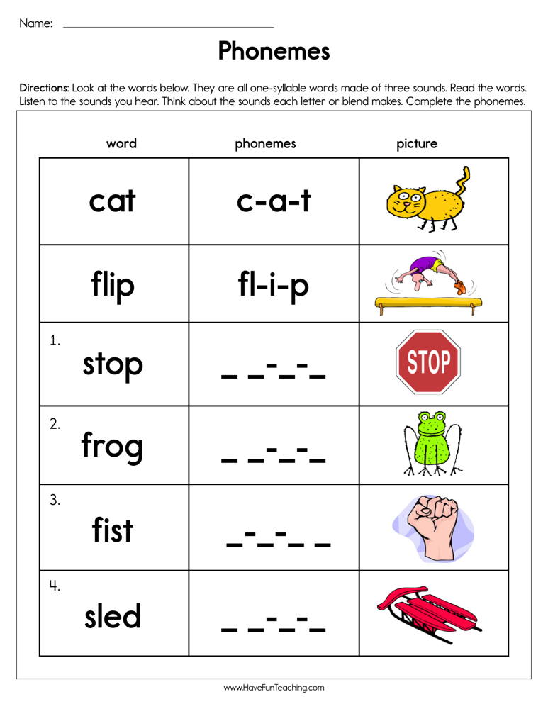 How To Teach Blending Phonemes Brenda Bailey S Kindergarten Worksheets