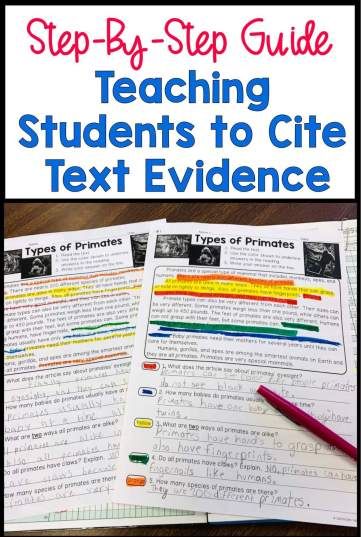 How To Teach Students To Cite Text Evidence Caffeine Queen Teacher