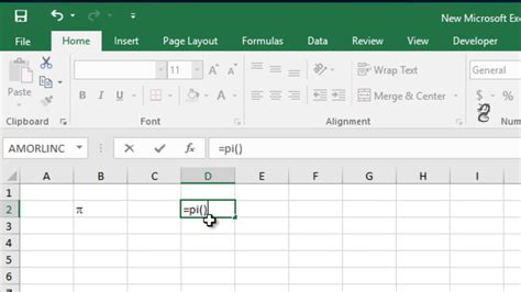 Use Pi in Excel