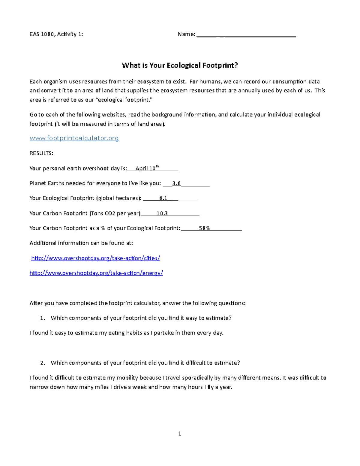 Human Footprint Worksheet Answers Pro Worksheet