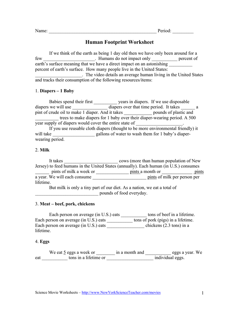 Human Footprint Worksheet: Eco-Friendly Impact Analysis