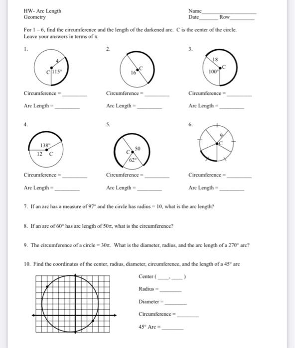 5 Essential Tips for Arc Length Geometry Worksheet Answers