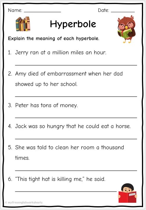 Hyperbole Worksheets K5 Learning