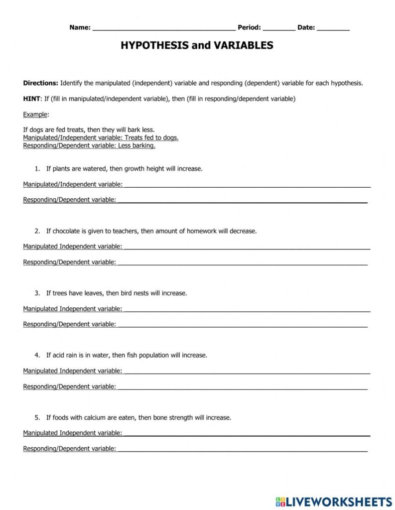 5 Key Tips for Hypothesis and Variables Worksheet Answers