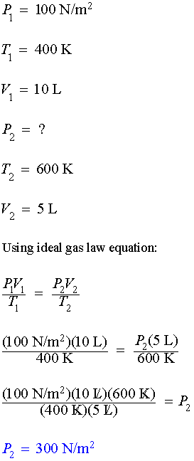 Ideal Gas Law Word Problems