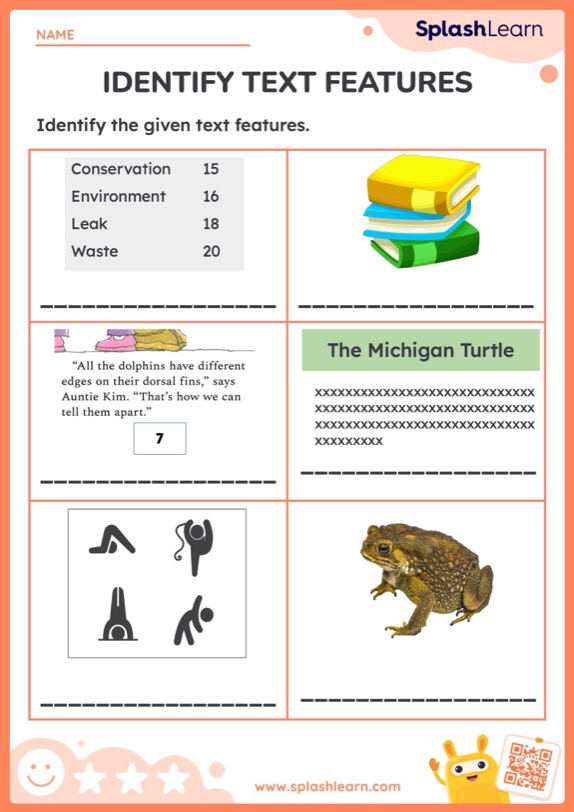 Identify Text Features Ela Worksheets Splashlearn Worksheets Library