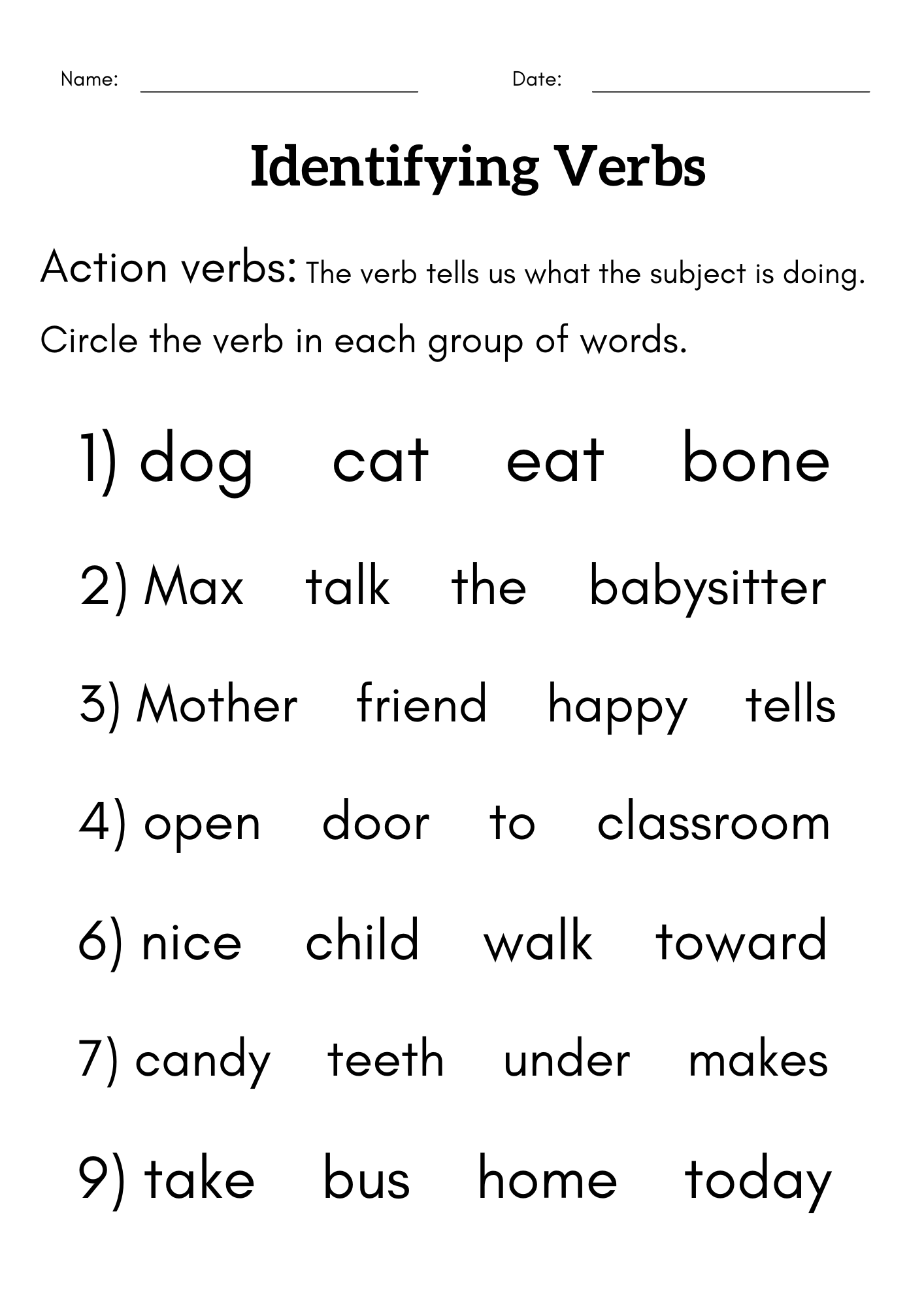 Master Verb Identification with Our Fun Worksheet