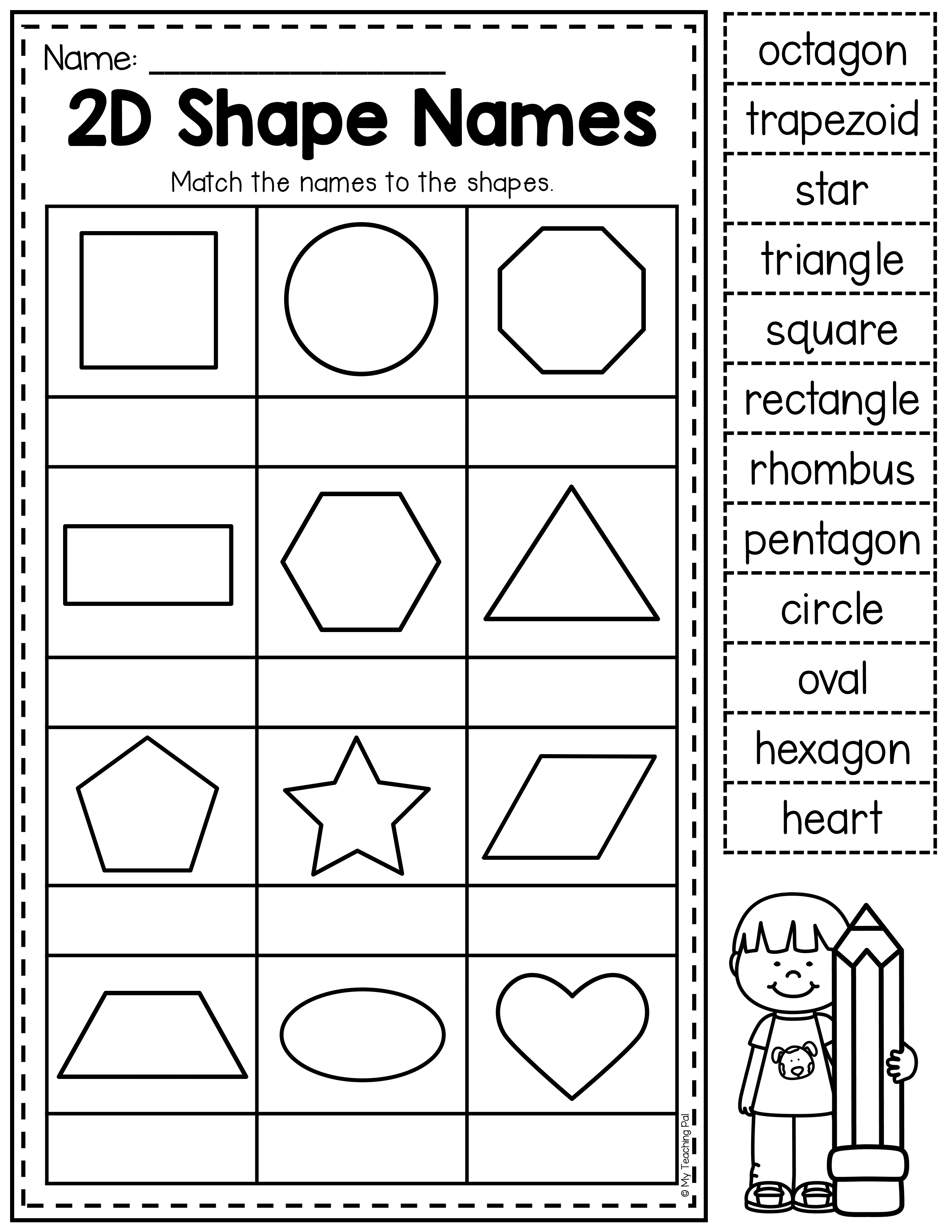 Identifying 2D And 3D Shapes Math Worksheets 1St Grade Math Activities