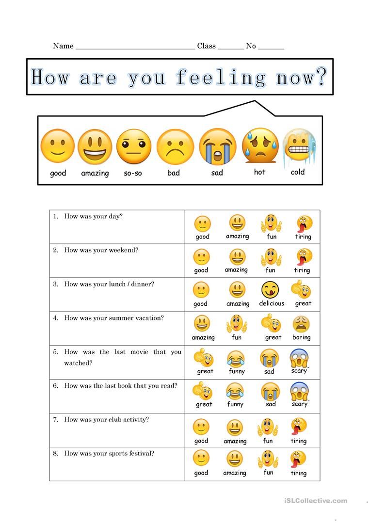 Identifying Feelings And Emotions Worksheet