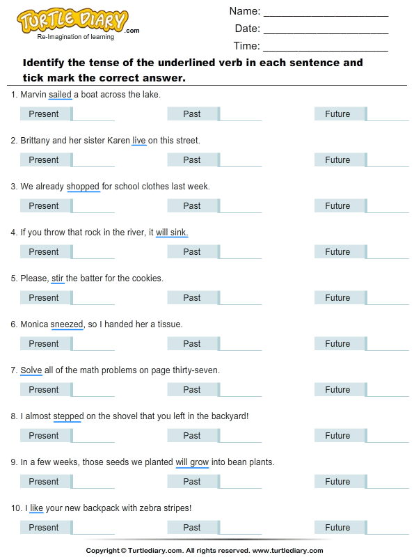 Identifying Verb Tenses Worksheet Have Fun Teaching