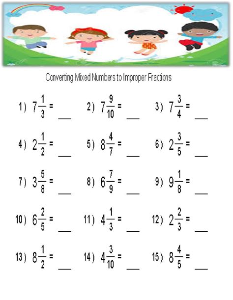 Improper Fractions To Mixed Numbers Worksheets 15 Worksheets Com