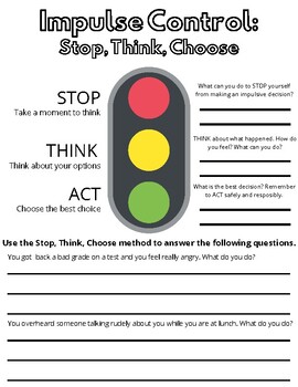 Impulse Control Pdf Worksheets