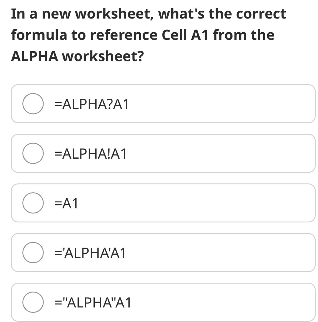 Formula for Referencing Cells in a New Worksheet