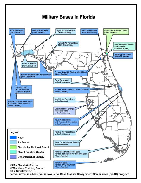 In House Graphics Map Military Bases In Florida Florida Department Of Environmental Protection