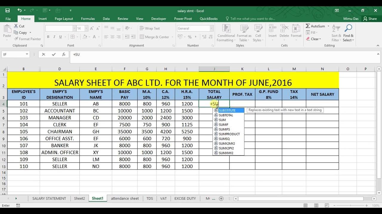 Incentive Calculate With Salary On Ms Excel Youtube