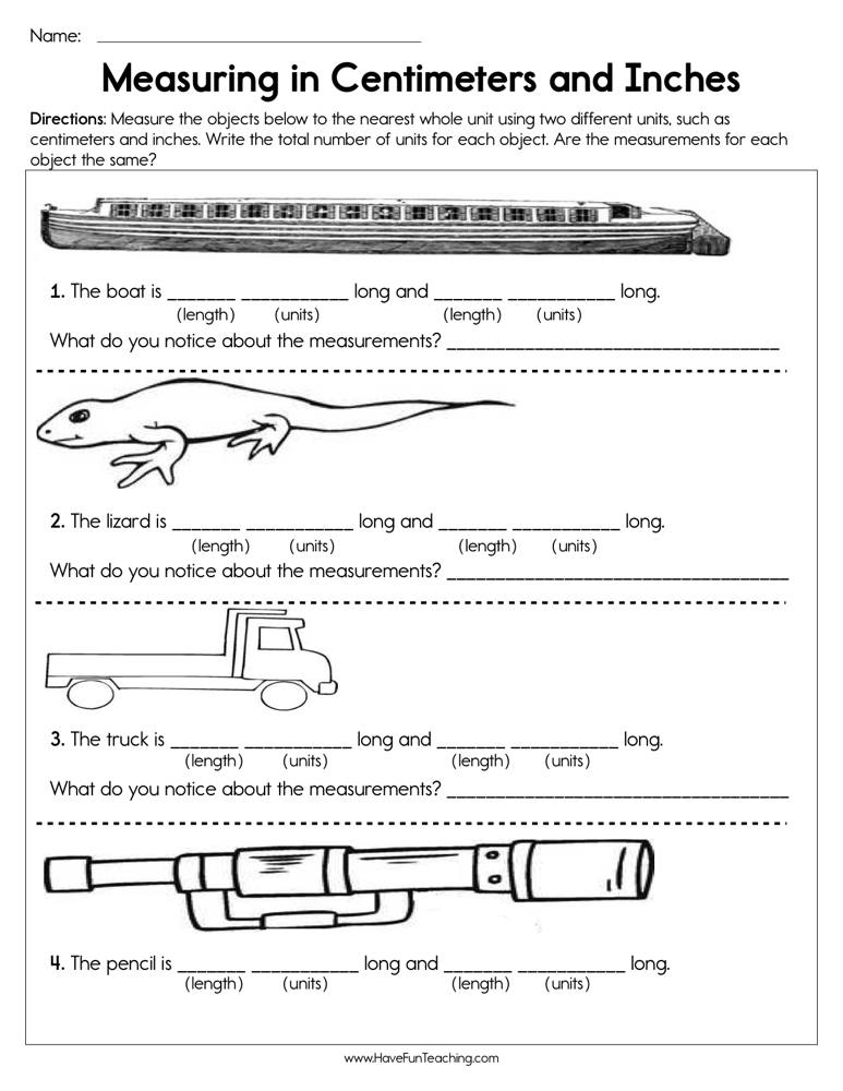 Inches And Centimeters Worksheet Free Measuring Quest Printable For Kids