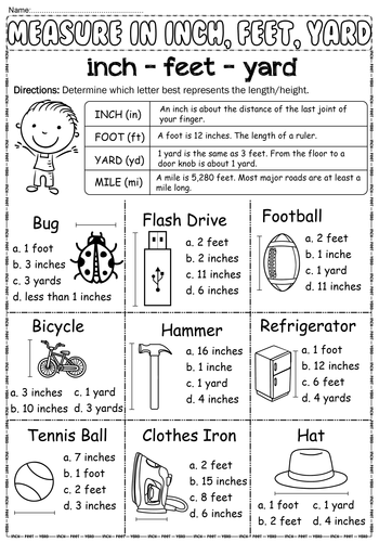 3 Easy Worksheets to Master Inches, Feet, and Yards