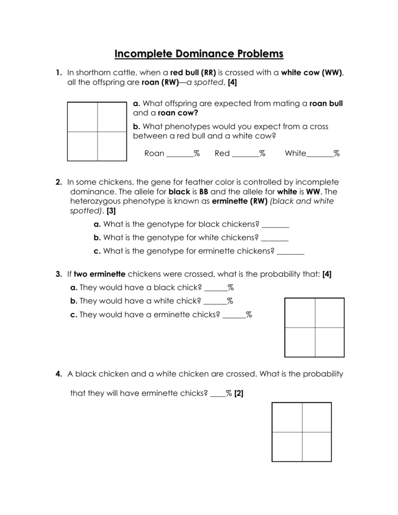 Incomplete Dominance Worksheet With Answers Kidsworksheetfun