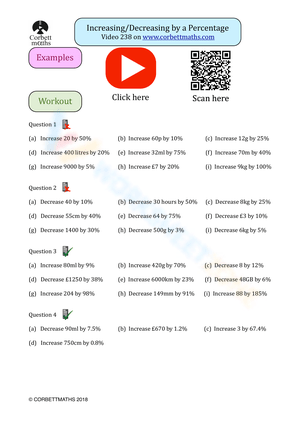 Increasing and Decreasing Percentages Practice Made Easy