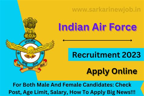 Indian Air Force Recruitment 2023 For Both Male And Female Candidates