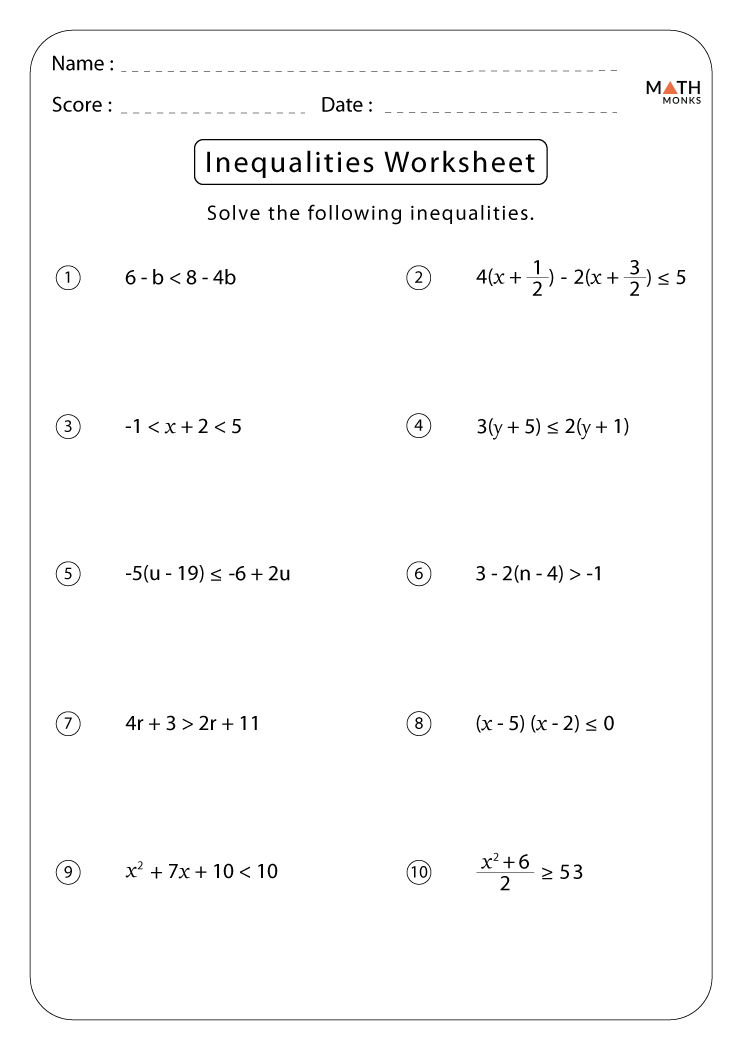 Inequalities Worksheets Worksheet Template Tips And Reviews