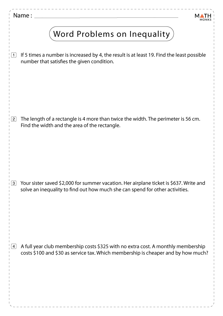 Inequality Word Problems Worksheet With Answers Pdf Airslate Signnow