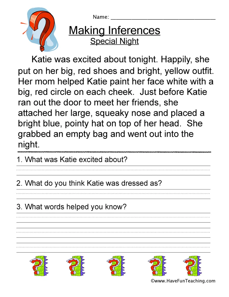 Inferences Worksheet 3 Answer Key