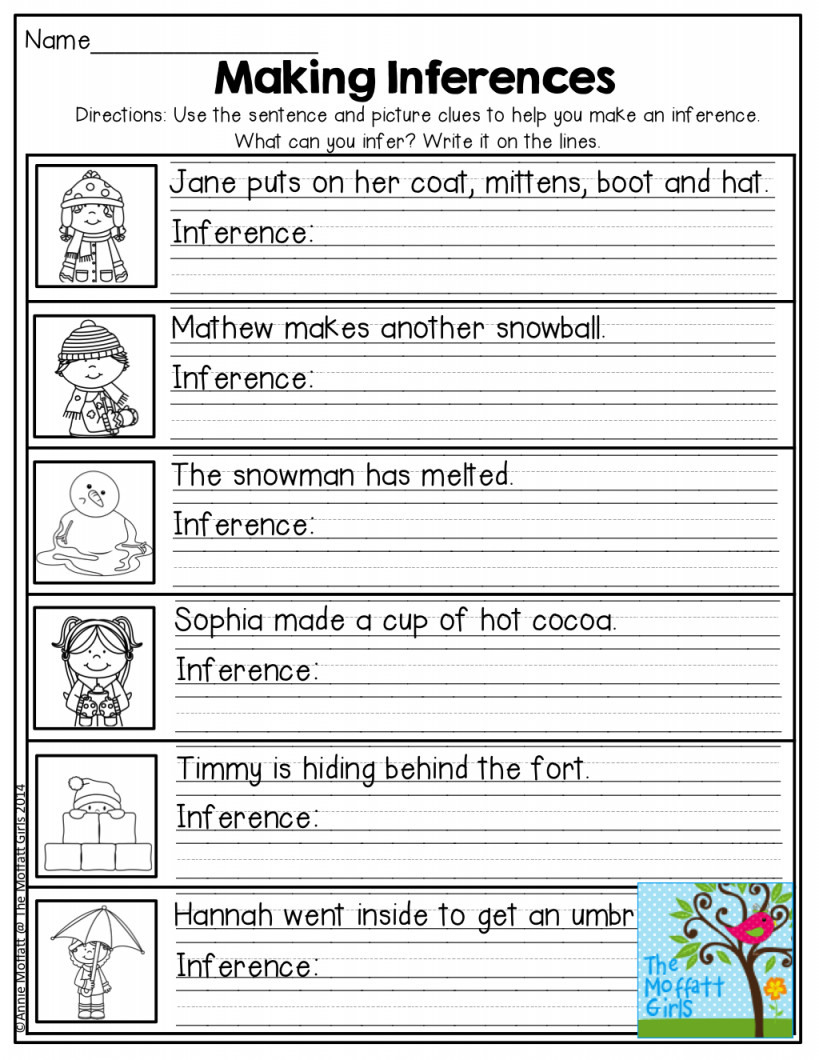 Inferences Worksheet Inferences Worksheet Directions Read Each